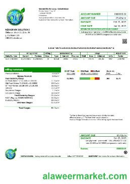 Uzbekistan GreenWorld business utility bill template in Word and PDF  format, fully editable